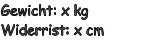Gewicht: x kg Widerrist: x cm